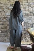 Arbi Gingham Peasant Smock Blouse Black